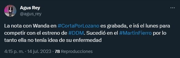 Agustín Rey aclaró la entrevista de Wanda Nara en Cortá Por Lozano