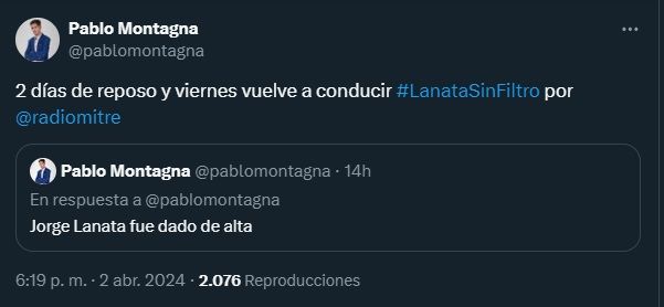 Jorge Lanata fue dado de alta tras su problema respiratorio